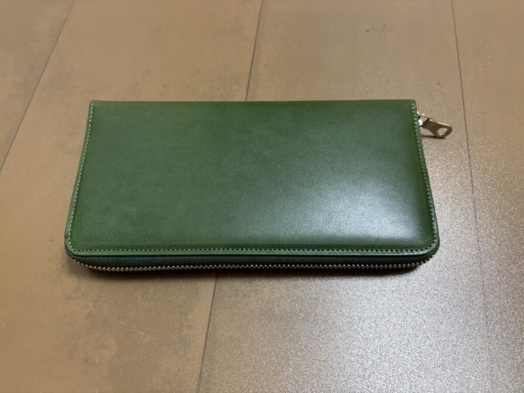 「栃木レザー長財布TGT-3360のグリーン色外観」写真
