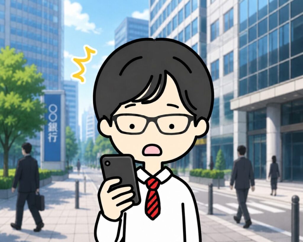 スマホのバッテリー切れにびっくりしている画像