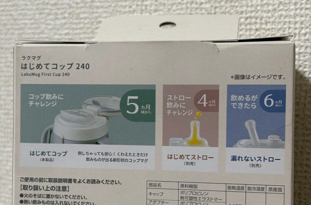 コンビ ラクマグ はじめてコップ 240 R　ストロー飲みの部品購入の案内　　外箱画像